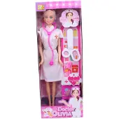 Jonotoys tienerpop dokter Olivia junior 30 cm wit 4-delig