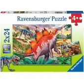 Ravensburger puzzel Wilde oertijddieren - Twee puzzels - 24 stukjes - kinderpuzzel