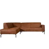 Livin24 Industriële hoekbank Kansas eco-leer cognac links