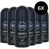 Nivea MEN Deep Anti-Transpirant Deo Roller Dark Wood - 72 uur Bescherming - Deodorant - 6 x 50ml - Voordeelverpakking