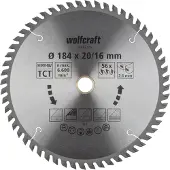 Wolfcraft - Cirkelzaagblad 184 mm - 56 Tanden - 20 / 16 mm boring - voor Cirkelzaag - 6632000