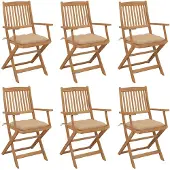 vidaXL Tuinstoelen 6 st inklapbaar met kussens massief acaciahout