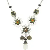 Behave - Statement ketting dames - Bloemenstijl - Groen/Bruin tinten