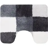 Dutch House Brest Toiletmat 60x50cm Grijs Zwart zwart Microfiber Badkamermat