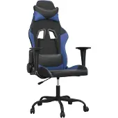 vidaXL Massage gamestoel kunstleer zwart en blauw