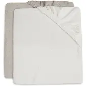 Jollein - Aankleedkussenhoes Badstof 50x70cm - Zachte Hoes Baby Aankleedkussen - Ivory/Nougat - 2 Stuks