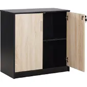 Beliani ZEHNA - Sideboard 2 deuren - Lichthout/Zwart - Vezelplaat