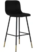 Livin24 Velvet barkruk Mikky zwart 65-78 cm