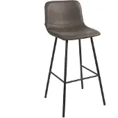 Livin24 Industriële barkruk Mikky antraciet eco-leer 65-78 cm
