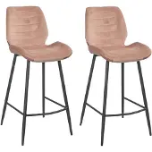 Bronx71 Velvet barkruk Toby roze 71 cm - Barkrukken set van 2.