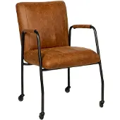 Livin24 Eetkamerstoel met wieltjes Mila eco-leer cognac