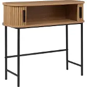 Beliani BRADLEY - Sidetable - Lichthout/Zwart - MDF