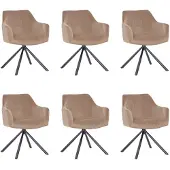 Bronx71 Velvet eetkamerstoel Furtado draaibaar taupe - Eetkamerstoelen set van 6.