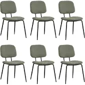 Bronx71 Scandinavische eetkamerstoel Ivar gerecyclede stof groen - Eetkamerstoelen set van 6 - stoel
