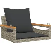 vidaXL - Schommelbank - met - kussens - 63x62x40 - cm - poly - rattan - grijs