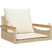 vidaXL - Schommelbank - met - kussens - 63x62x40 - cm - poly - rattan - beige