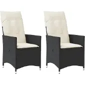 vidaXL Tuinstoelen 2 st verstelbaar met kussens poly rattan zwart