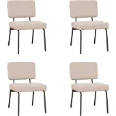 Bronx71 Scandinavische eetkamerstoel Espen beige gerecyclede stof - Eetkamerstoelen set van 4 - stoel