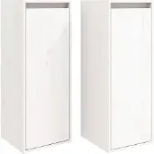 vidaXL Wandkasten 2 st 30x30x80 cm massief grenenhout wit