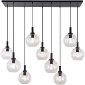 Fantasia 3403626 OSIRA Pendel E27 9L Zwart, Helder Glas 9x Ø200mm