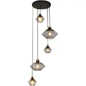 Fantasia SHURU 5x E27 pendel zwart+koper