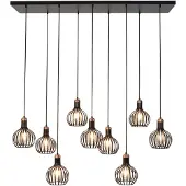 Fantasia Raga Hanglamp - 9x E27 - Zwart/Koper