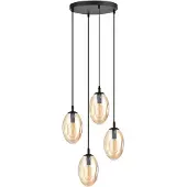 Emibig Hanglamp 4xE14 10W ASTRAL, 4 honingkleurige lampenkappen, model 1267/4PREM