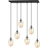 Emibig Hanglamp 6xE14 10W ASTRAL, 6 honingkleurige lampenkappen, model 1267/6