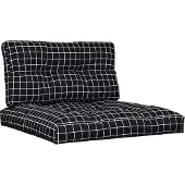 vidaXL Palletkussens 2 st stof ruitpatroon zwart