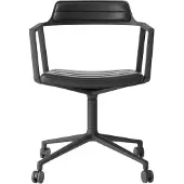 Vipp 452 Draaistoel Met Wielen Poeder Gelakt Aluminium / Zwart Leer - Bureaustoelen Textiel Multi - 45204C04