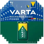 Varta 8x Recharge Accu Power Oplaadbare Batterijen 9v 200mah