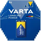 Varta 12x Longlife Power Alkaline Batterijen 9V 565 mAh