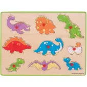 Bigjigs houten puzzel Dinosaurussen - educatief speelgoed 9 stukjes.