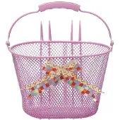 New Looxs Asti Girls Fietsmand Kinderfiets - Roze - Mand voor Meisje - Fietsmandje met Hengsel en Strik - 8 liter