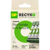 GP USB batterijlader + 4 x AA-batterijen 2100mAh NiMH