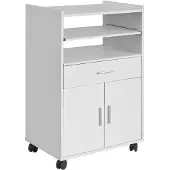 SoBuy serveerwagen, keukenkastje, magnetronovenkast met uitschuifbaar plateau, model FSB09-W