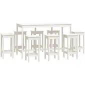 vidaXL 9-delige Barset massief grenenhout wit