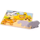 Bigjigs houten puzzel Safari - educatief speelgoed 5 stukjes.