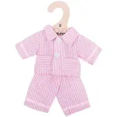 Bigjigs - Pyjama voor pop - Roze/wit gestreept - 25cm