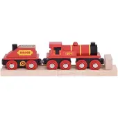 Bigjigs Toys Bigjigs Houten Locomotief met Wagon - Rood