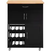 SoBuy Keukentrolley met werkblad – Zwart 67x86x38cm