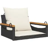 vidaXL - Schommelbank - met - kussens - 63x62x40 - cm - poly - rattan - zwart
