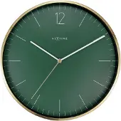 Nextime - Wandklok - 34cm - Glas/Metaal - Mos Groen- 'Essential Gold'