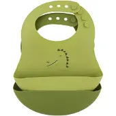 Trixie Afwasbaar slabbetje 2-pack Mr. Dino - Slab voor kinderen - 100%Food Grade Silicone - Eenvoudig schoon - Groen