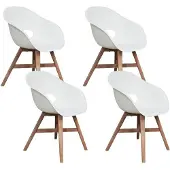 BUITEN living Karlstad dining tuinstoel set van 4 | kunststof + hardhout | wit 1 persoon