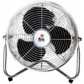 Grupo FM FM Verwarming F-30, Binnenventilator met schoepen, Zwart, Zilver, Vloermodel, 40 cm, AC, 90 W