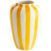 Val Pottery Foolish Funky Flower vaas XXL H30cm gele streep