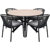 AVH-Collectie Quincy Apollo dining tuinset 120xH75 cm rond 5 delig polywood