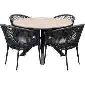 AVH-Collectie Quincy Lissabon dining tuinset 120xH75 cm rond 5 delig polywood