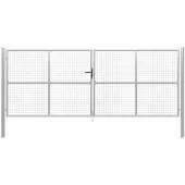 vidaXL Tuinpoort gegalvaniseerd staal 400x150 cm zilver